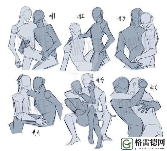 情侣姿势参考绘画图片大全，平台：