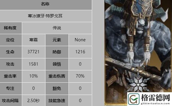 龙息神寂寒冰獠牙特罗戈耳详细技能解析